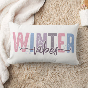 Winter Vibes - zachte pasteltypografie Kussen