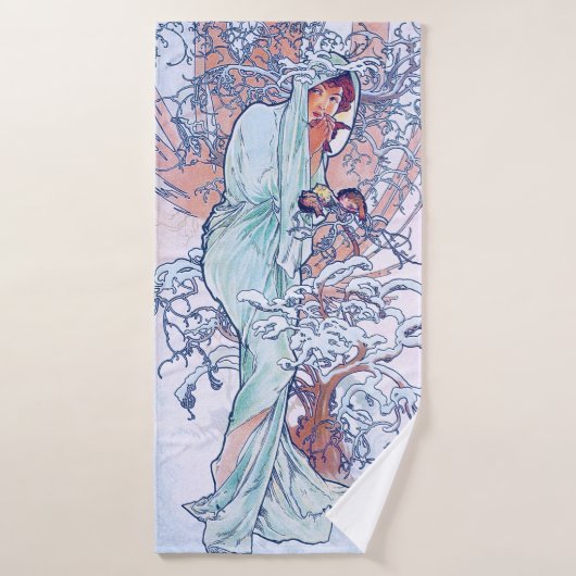 Winter (Vier seizoenen), Alphonse Mucha Badhanddoek (Badhanddoek)