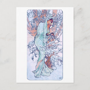Winter (Vier seizoenen), Alphonse Mucha Briefkaart