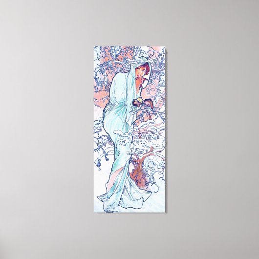 Winter (Vier seizoenen), Alphonse Mucha Canvas Pri Afdruk (Voorkant)