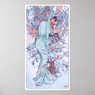 Winter (Vier seizoenen), Alphonse Mucha Poster