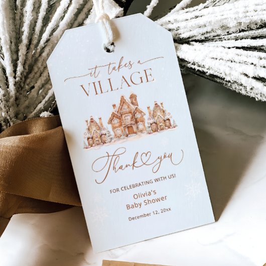 Winter Village Baby shower Dank u Cadeaulabel