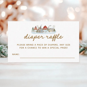 Winter Village Baby shower Luier Raffle Tickets Informatiekaartje