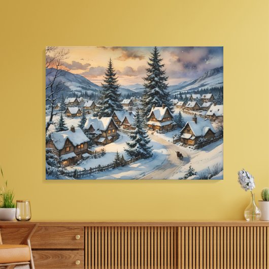 Winter Village Canvas Art (Insitu (Woonkamer))