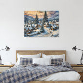 Winter Village Canvas Art Afdruk (Insitu (Slaapkamer))