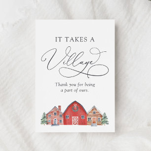 Winter Village Christmas Baby shower Bedankkaart