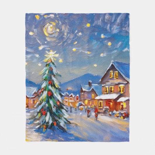 Winter Village Holiday Fleece Deken (Voorkant)