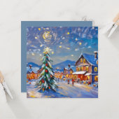 Winter Village Holiday Kaart (Voorkant / Achterkant in situ)