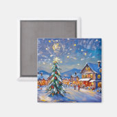 Winter Village Holiday Magneet (Voorkant / Achterkant)