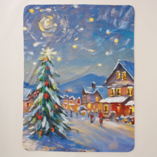 Winter Village Holiday Sherpa Deken