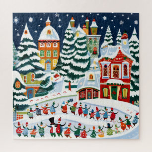 Winter Village Scene Legpuzzel