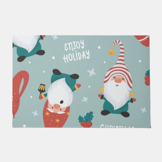 Winter Village Scene Merry Kerstmis, nieuwjaar Deurmat (Voorkant)