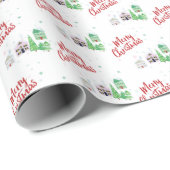 Winter Village Scene Merry Kerstry Cadeaupapier (Rol Hoek)