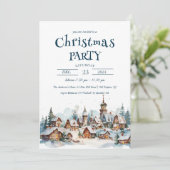 Winter Village Scenery Kerstfeest Kaart (Staand voorkant)