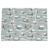 Winter Village Sneeuwlandschap Patroon Groot Cadeauzakje (Voorkant)