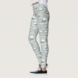 Winter Village Sneeuwlandschap Patroon Leggings