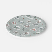 Winter Village Sneeuwlandschap Patroon Papieren Bordje (Gekanteld)