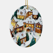 Winter Village Wonderland Rond Keramisch Ornament (Rechts)