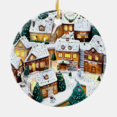 Winter Village Wonderland Rond Keramisch Ornament (Achterkant)