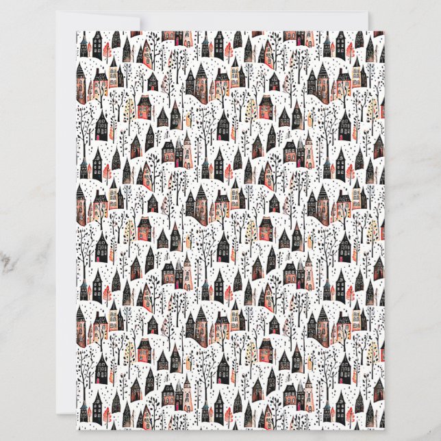Winter villages pattern christmas craft paper (Voorkant)
