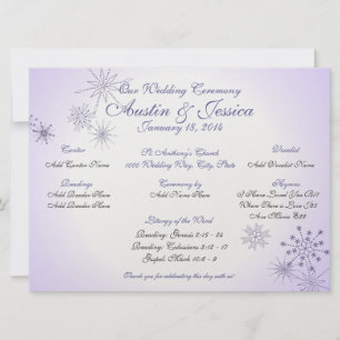 Winter Violet Snowflake Wedding Programme Kaart