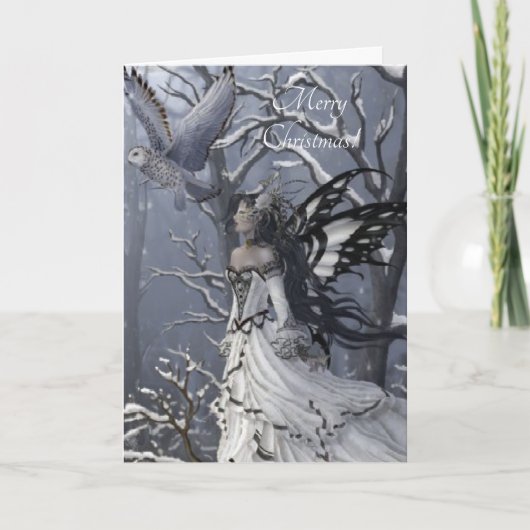 winter-vlinder-fee feestdagen kaart (Voorkant)