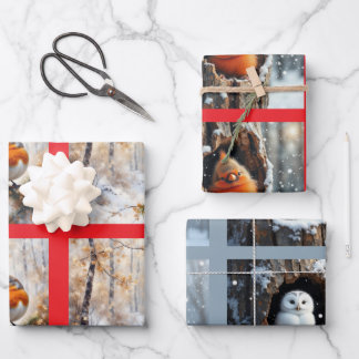 Winter Vogels Natuurlijk Inpakpapier Vel