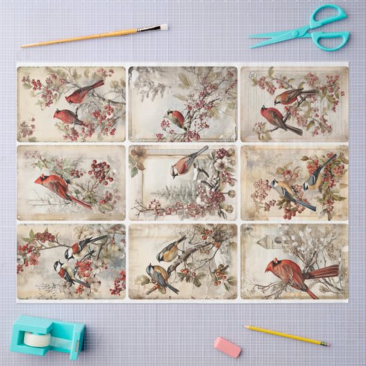 Winter Vogels negen Tissuepapier (Craft)