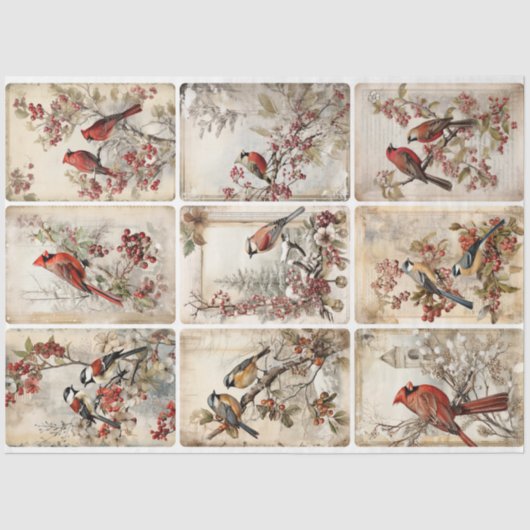 Winter Vogels negen Tissuepapier (Voorkant)