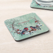 Winter Vogels Pine Branch Wreate Kerstmis Bier Onderzetter (Linkerzijde)