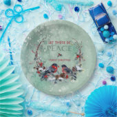 Winter Vogels Pine Branch Wreate Kerstmis Papieren Bordje (Feest)