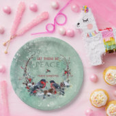 Winter Vogels Pine Branch Wreate Kerstmis Papieren Bordje (Feest)