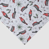 Winter Vogels Rode Kardinaal, Pine en bessen Tissuepapier (Detail)