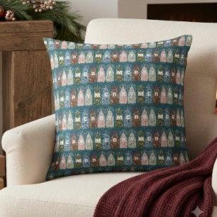 Winter Vogels Versierde Bomen Inpakpapier Kussen