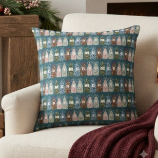 Winter Vogels Versierde Bomen Inpakpapier Kussen