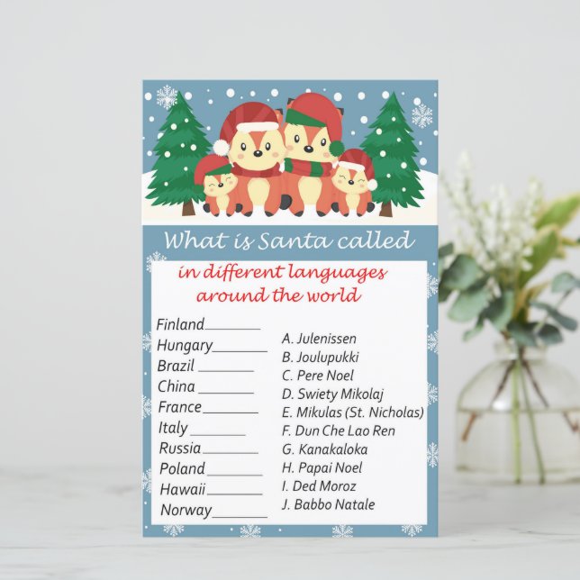 Winter vos kerst rond de wereld spel (Staand voorkant)