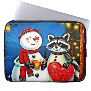 Winter Vrienden: Sneeuwman & Wasbeer Joy Design Laptop Sleeve