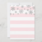 Winter Vrijgezellenfeest Roze Strepen Zilveren Sne Kaart (Achterkant)