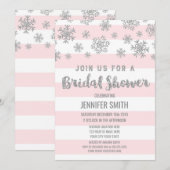 Winter Vrijgezellenfeest Roze Strepen Zilveren Sne Kaart (Voorkant / Achterkant)