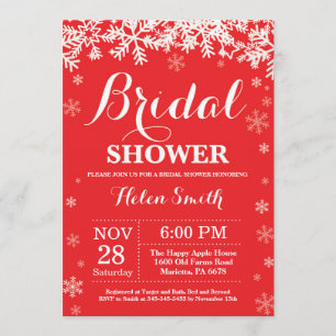 Winter Vrijgezellenfeest Snowflake Red Invitation Kaart