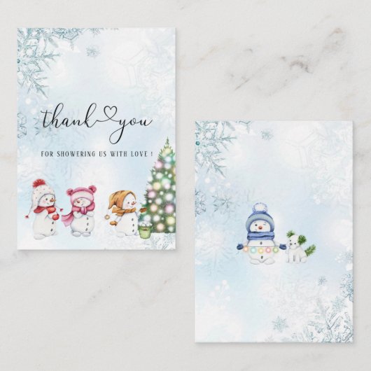 Winter Vrolijk Kerstfeest Waterverf Baby shower Notitiekaartje (Voorkant / Achterkant)