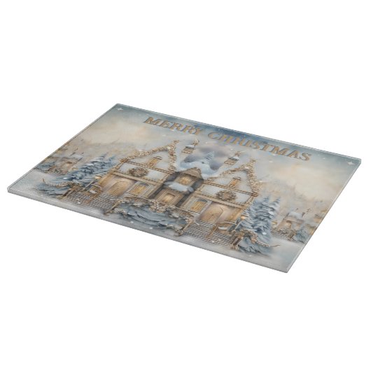 winter vrolijk kerstmonogram | groot snijplank (Hoek)