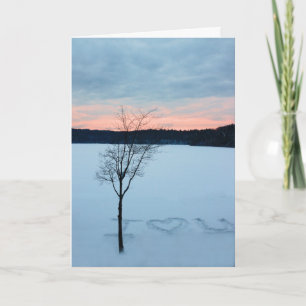 Winter-Walden Pond Liefdesvakantie Feestdagen Kaart