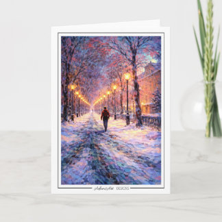 Winter Walk Under Streetlights – Impressionist Kaart