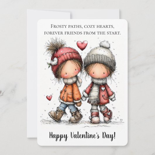 Winter Walk Valentine Feestdagenkaart (Voorkant)