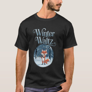 Winter Wals Vos Muziek Fluit Sneeuw Scène Esthetis T-shirt