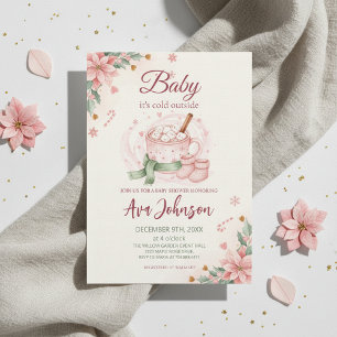Winter Warme Chocolade Baby Shower Uitnodiging Roz