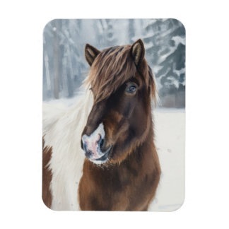 Winter Warmth – Icelandic Horse Watercolor Magnet Magneet