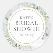 Winter Watercolor Groene Bruiloft Feest Ronde Sticker (Voorkant)