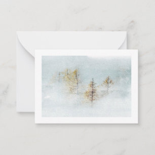 Winter watercolor landschap kaart notitiekaartje